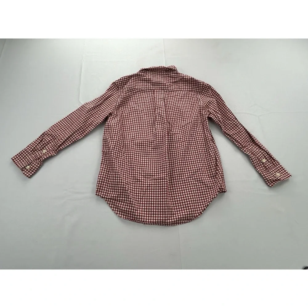 Ralph Lauren Boys Size 5 Red White Gingham Button Down Long Sleeve Cotton Shirt